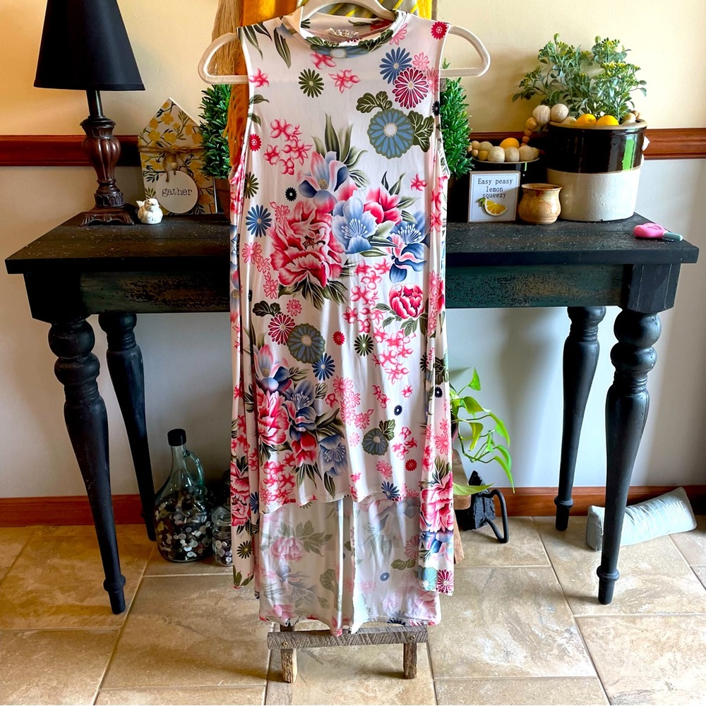 Blooms in the City high low floral print dress - Picture 1 of 4